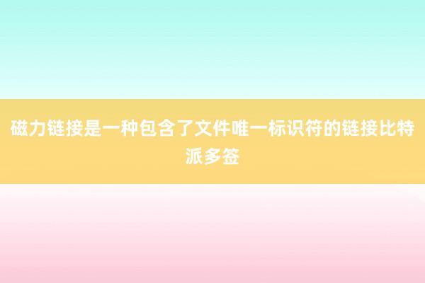 磁力链接是一种包含了文件唯一标识符的链接比特派多签