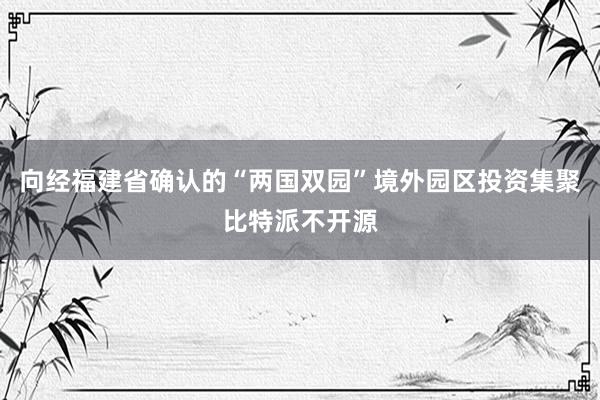 向经福建省确认的“两国双园”境外园区投资集聚比特派不开源