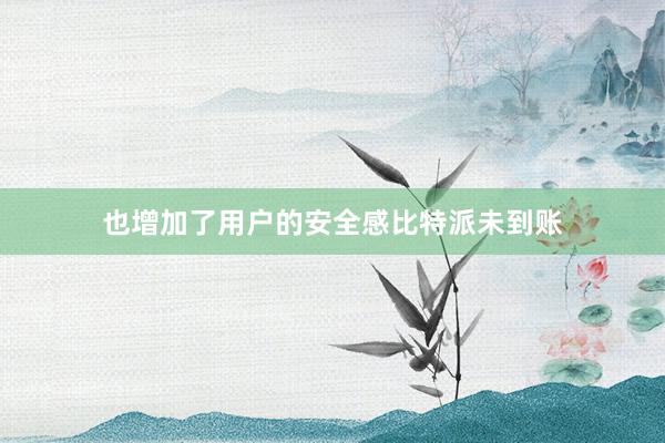 也增加了用户的安全感比特派未到账